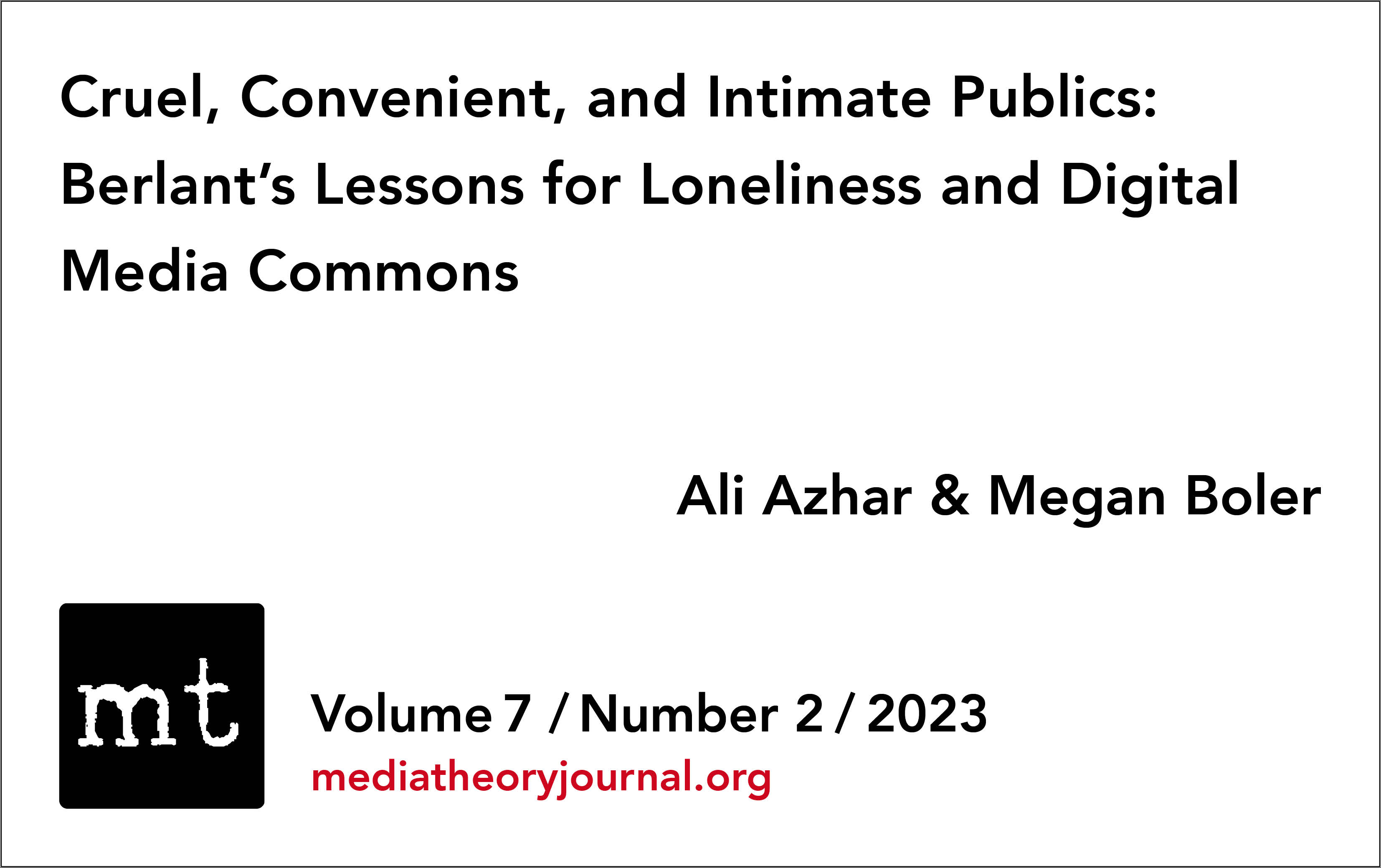 Azhar & Boler:  Cruel, Convenient, and Intimate Publics