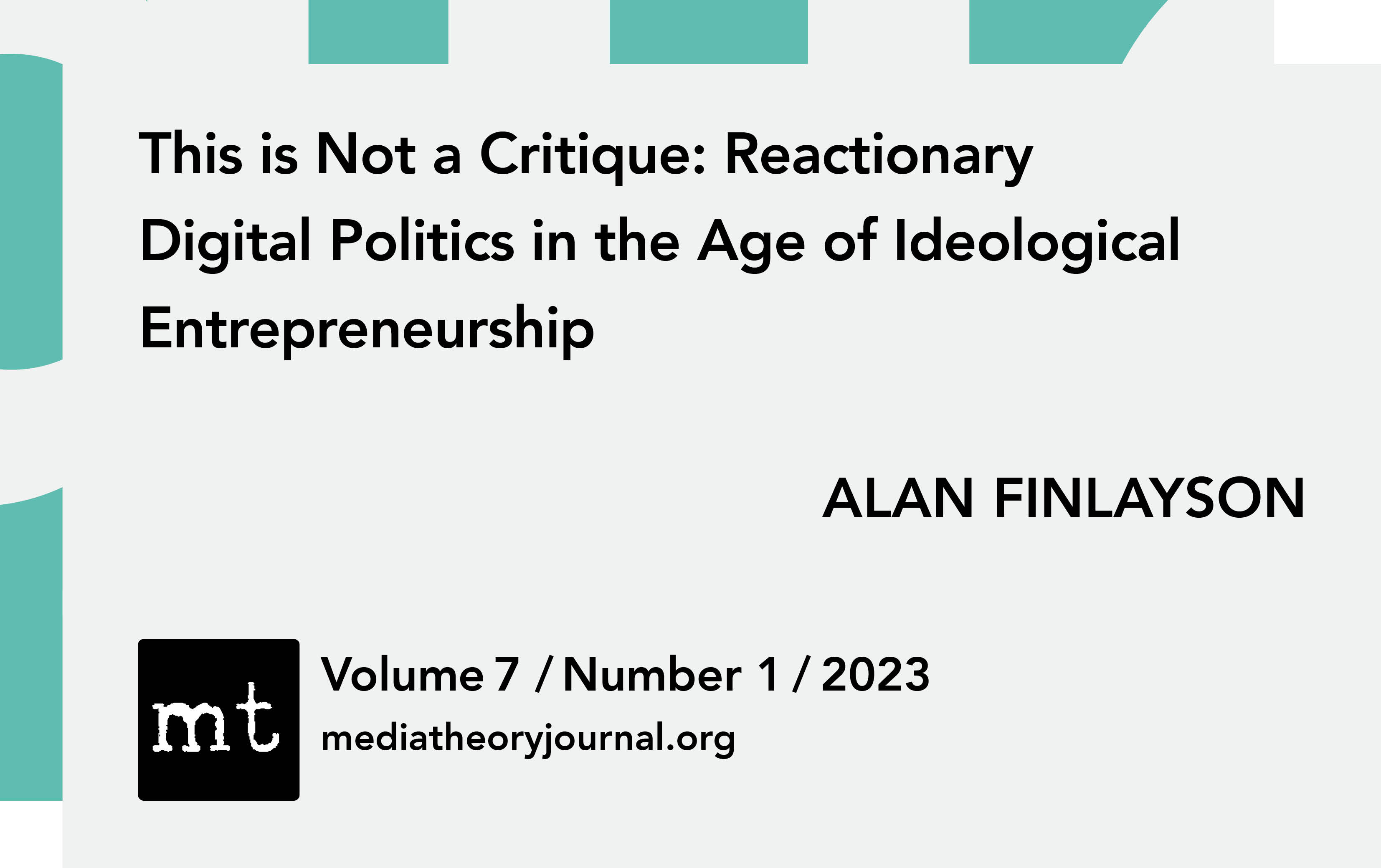 ALAN FINLAYSON: This is Not a Critique