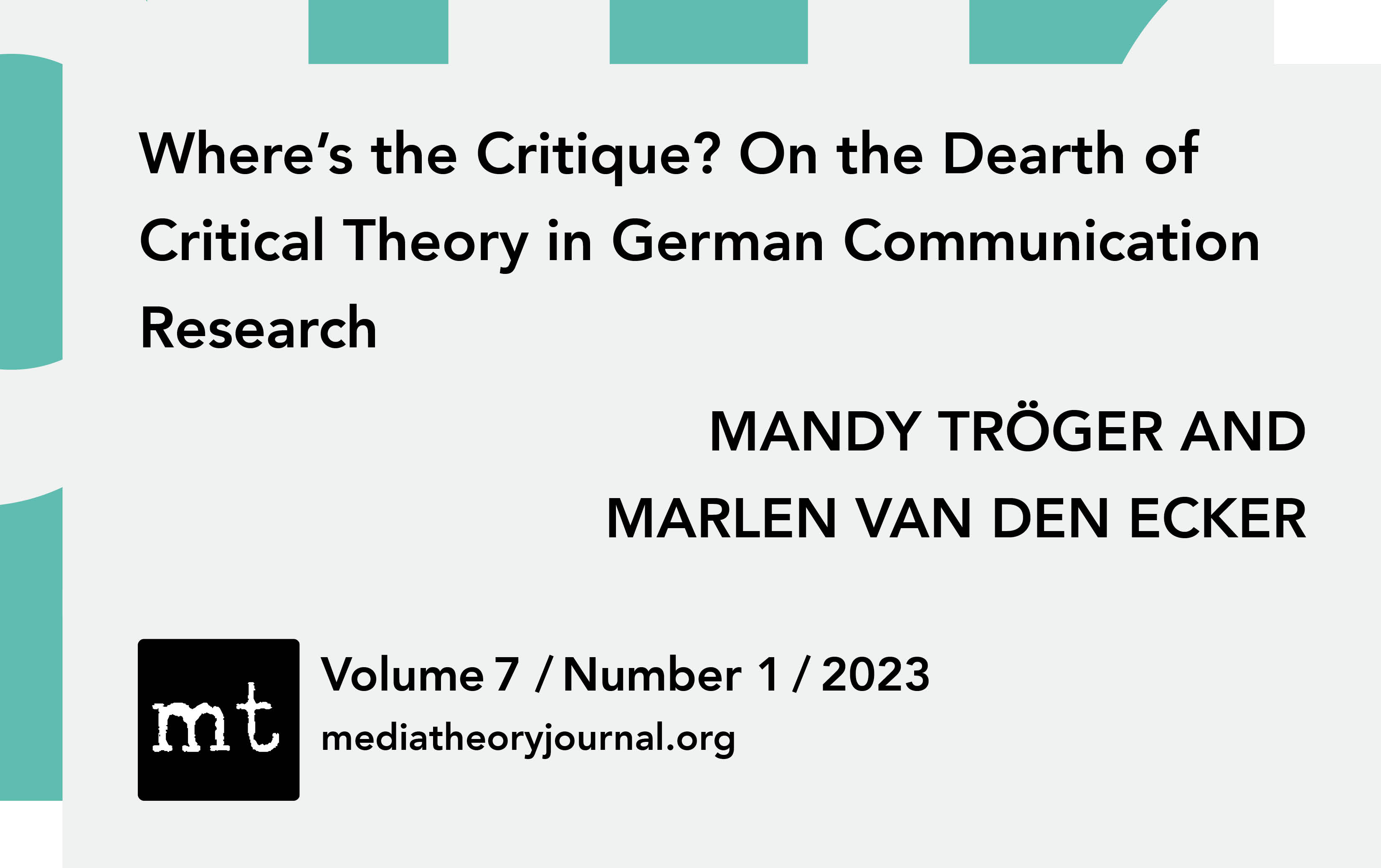 MANDY TRÖGER and MARLEN VAN DEN ECKER: Where’s the Critique?