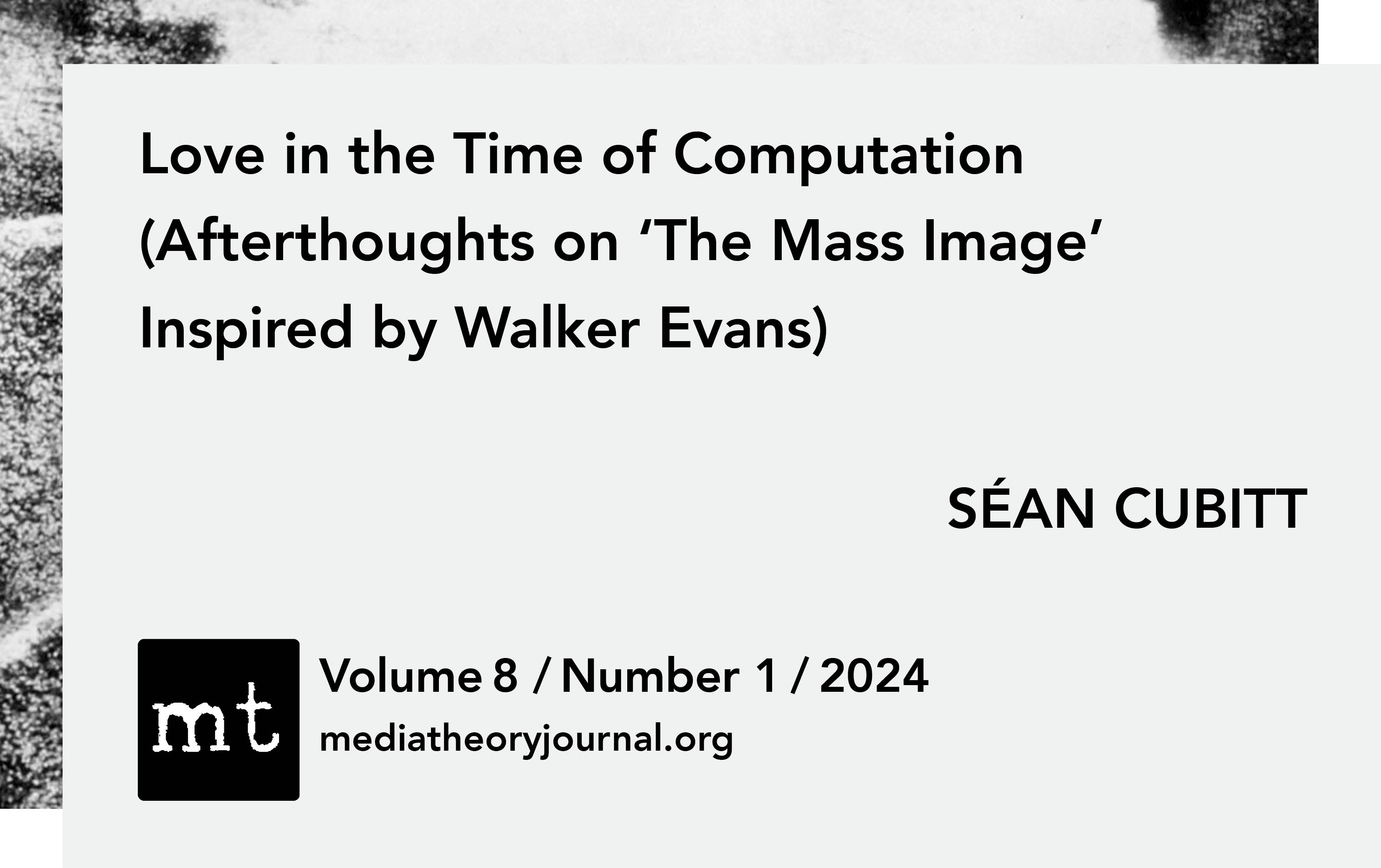 SEÁN CUBITT: Love in the Time of Computation